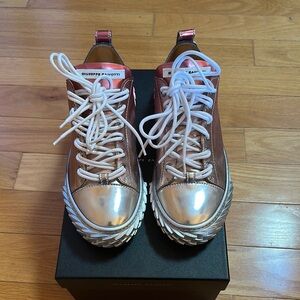 Giuseppe Zanotti Rose Gold Bladder Low-Top Sneakers (US 8) pristine condition!